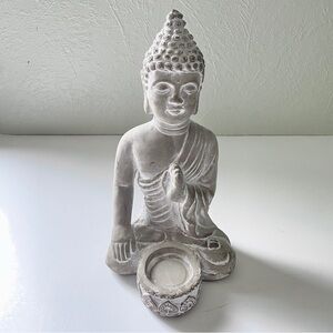 Seated 10” Buddha Votive Candle Holder Distressed Stone Zen Meditation Mindful